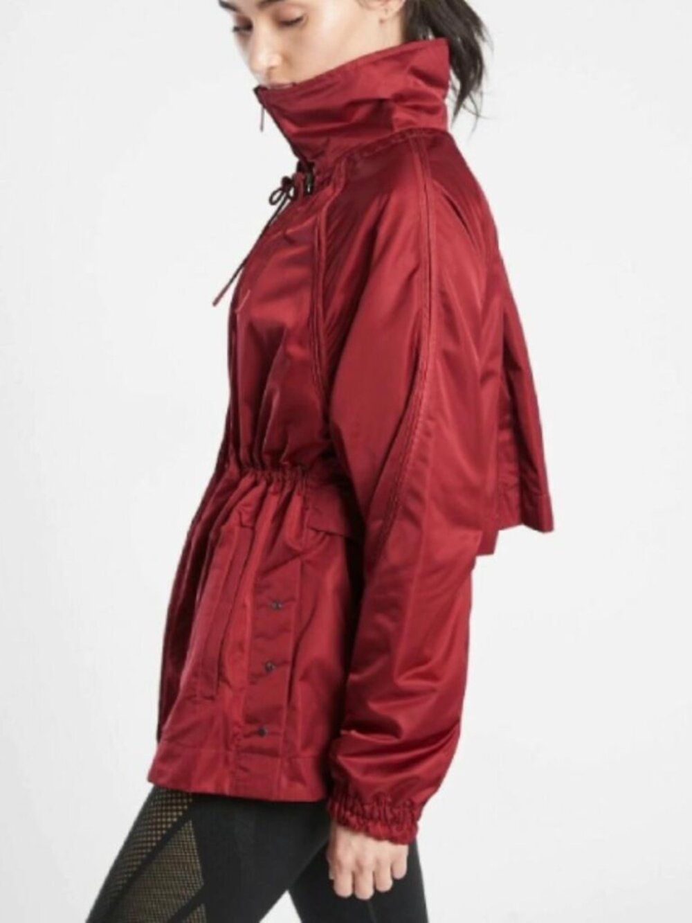 Athleta Escape Jacket in Canyon Red lightweight athleisure activewear outdoor L